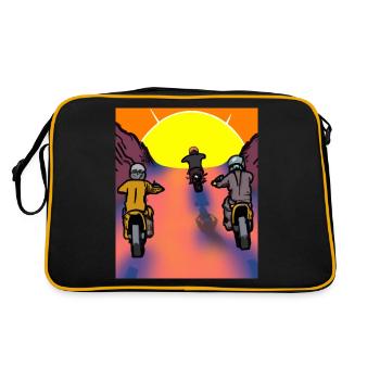Vaporwave Aesthetic Sunset Mountains - Retro Bag - black/gold - Back