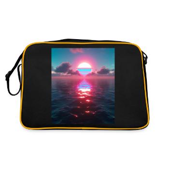 Vaporwave Aesthetic Sunset Sea - Retro Bag - black/gold - Back