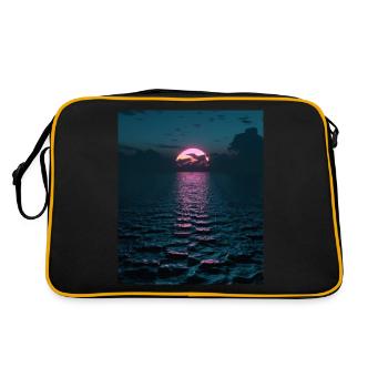 Vaporwave Aesthetic Sunset Sea - Retro Bag - black/gold - Back