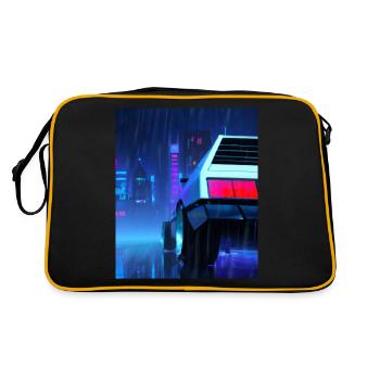 Vaporwave Aesthetic Auto Night Rain - Retro Bag - black/gold - Back