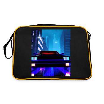 Vaporwave Aesthetic Auto Night Skyscraper - Retro Bag - black/gold - Back