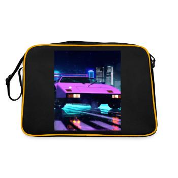 Vaporwave Aesthetic Sports Car Rain Night - Retro Bag - black/gold - Back