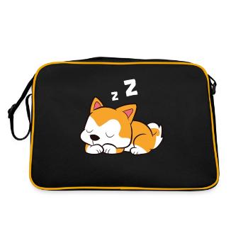 Akita Sleeping Lazy Akita Pajama Sleeping Akita - Retro Bag - black/gold - Back