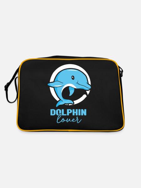 Dolphin Lover Dolphin Dolphins Dolphins - Retro Bag - black/gold - Back