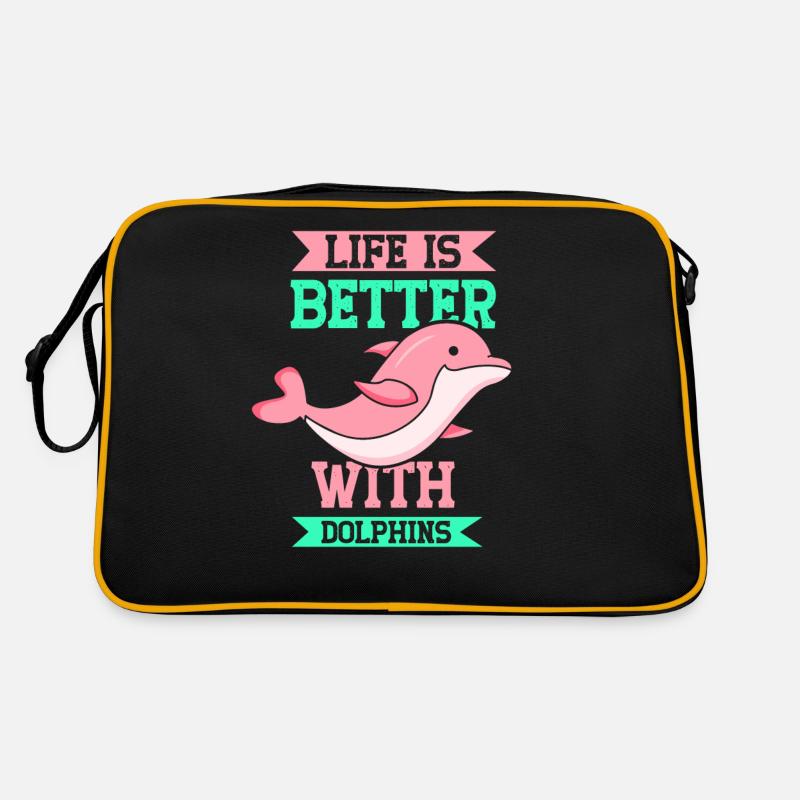 Das Leben Ist Besser Mit Delfinen Delfine Delfin Retro Tasche