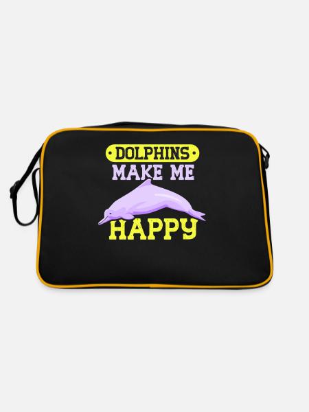 Les dauphins me rendent heureux Dauphin dauphin - Sac Retro - noir/or - Dos