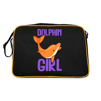 Dolphin Girl Lover Dolphin Dolphins Dolphins - Retro Bag - black/gold - Back