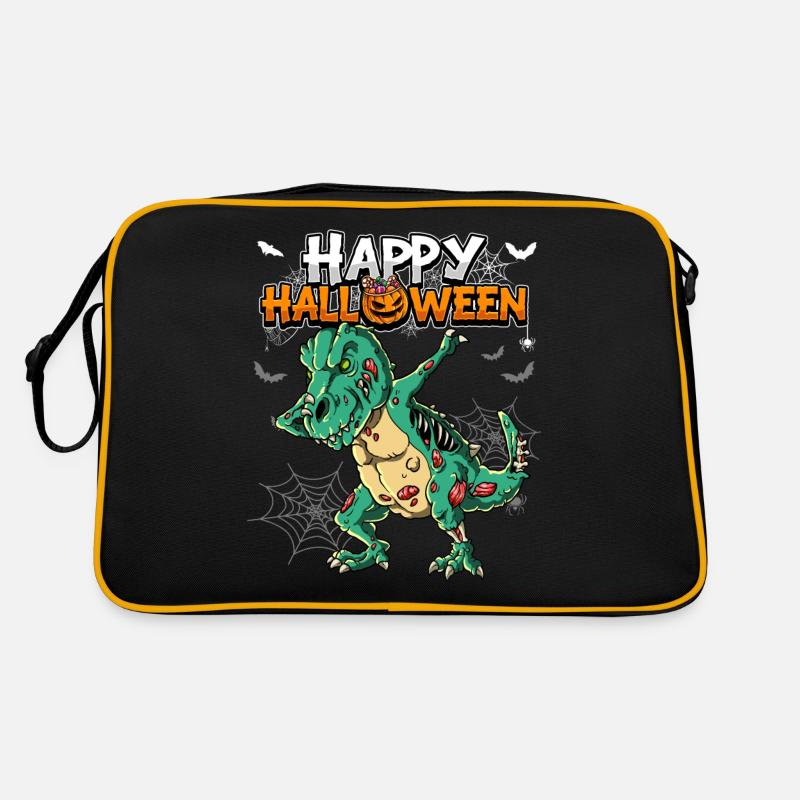 Halloween T-Rex Zombie - Retro Tasche - Schwarz/Gold
