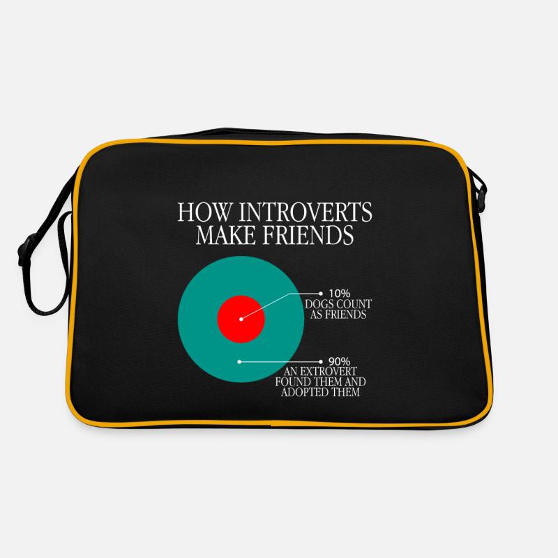 How Introverts Make Friends 3 - Retro Tasche - Schwarz/Gold
