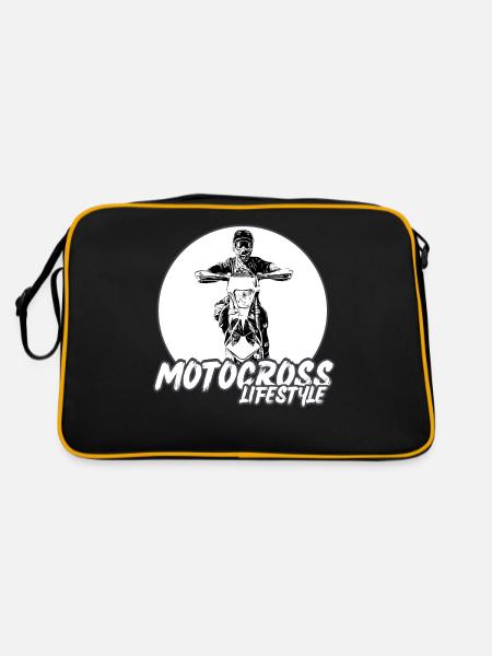 Motocross / Enduro / Freestyle mx / Dirtbike retro - Retro Tasche - Schwarz/Gold - Hinten
