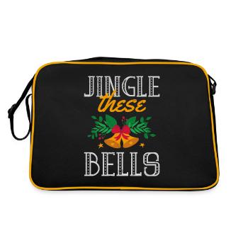 Jingle diese Glocken Weihnachtsmann Frohe Feiertage - Retro Tasche - Schwarz/Gold - Hinten