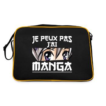 I Can't i Have Mange french quote Funny Japanese O - Retro Bag - black/gold - Back