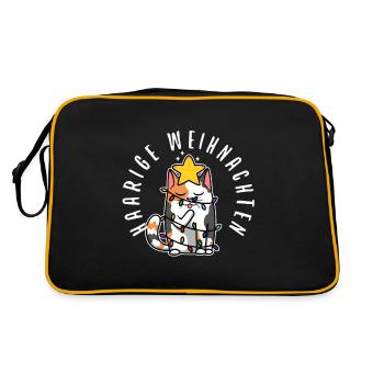 Haarige weihnachten - Retro Tasche - Schwarz/Gold - Hinten