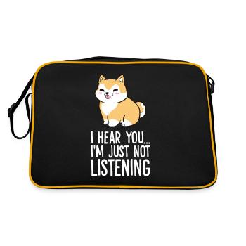 Akita Hund als Haustier Ich höre dich, ich höre - Retro Tasche - Schwarz/Gold - Hinten