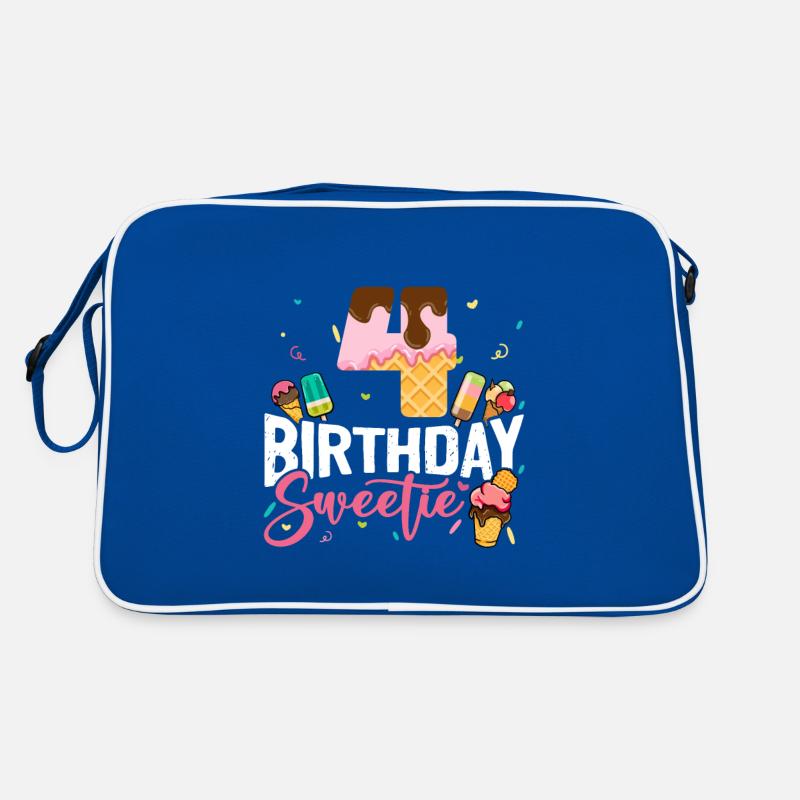 Crème glacée 4 ans B-Day Crème glacée 4e anniversaire Sac Retro
