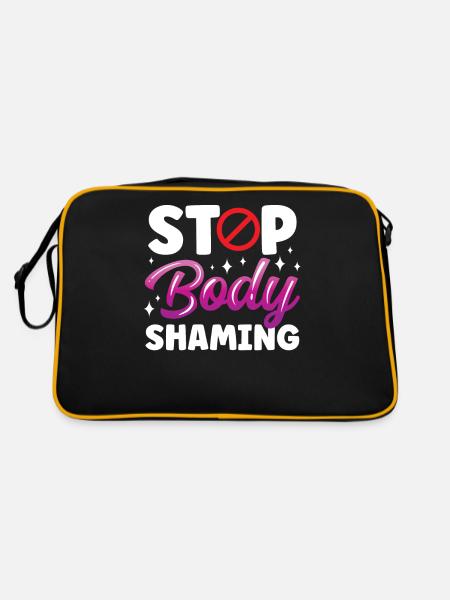 Schluss Mit Body Shaming Ärgern Bodyshaming - Retro Tasche - Schwarz/Gold - Hinten