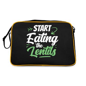 Start The Lentils To Eat Lentil Soup Lentil Lens - Retro Bag - black/gold - Back