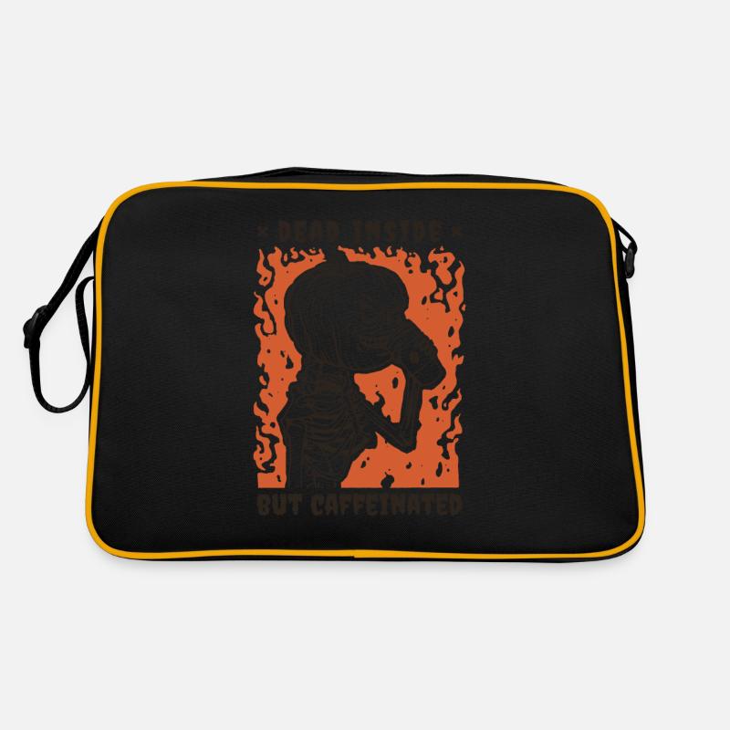 Dead Inside But Caffeinated Halloween Coffee - Retro Tasche - Schwarz/Gold