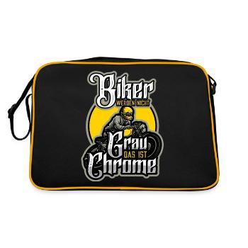 Bikers don't turn grey, that's chrome - Retro Bag - black/gold - Back
