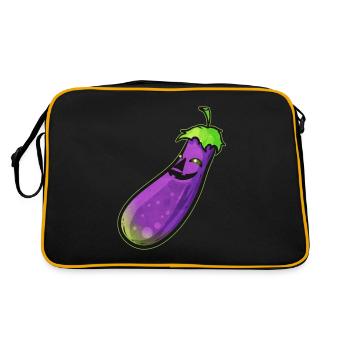 Eggplant Aubergine Jack O Lantern Face Costume - Retro Tasche - Schwarz/Gold - Hinten