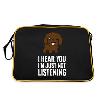 I Hear You I'm Just Not Listening Love - Retro Tasche - Schwarz/Gold - Hinten