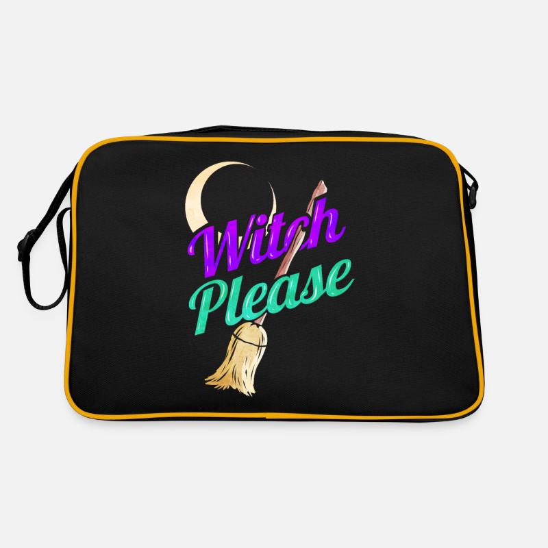 Moon And Broom Witch Please Halloween Retro Tasche