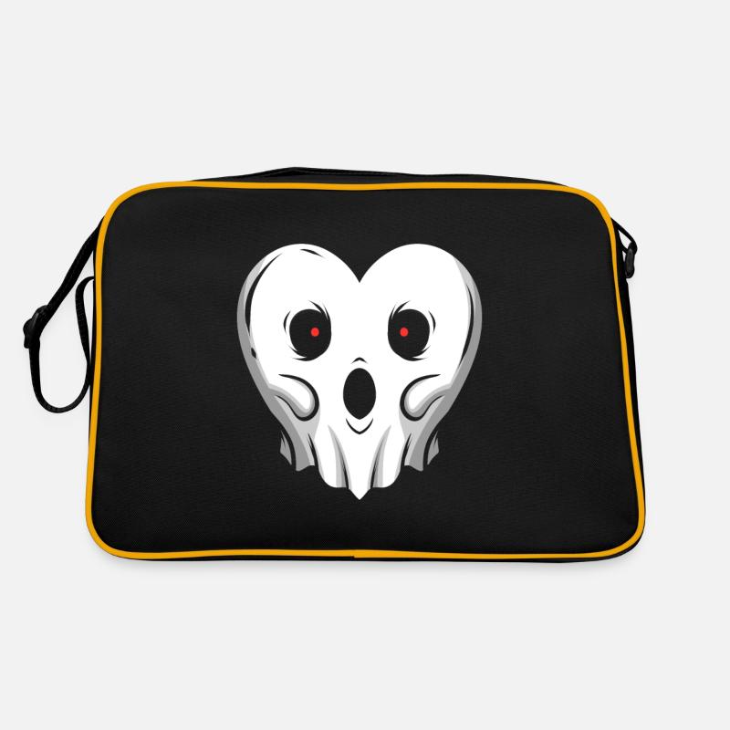 Heart Shaped Ghost With Glowing Eyes On Halloween Retro Tasche