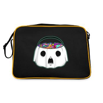 Sweets Bucket Scary Afraid Ghost Collecting On - Retro Tasche - Schwarz/Gold - Hinten