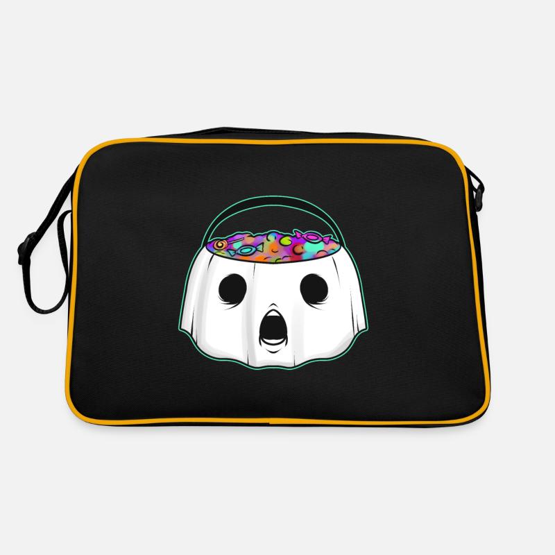 Sweets Bucket Scary Afraid Ghost Collecting On Retro Tasche