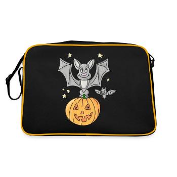 Chauve-souris d’Halloween sur citrouille - Sac Retro - noir/or - Dos