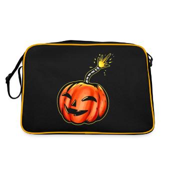 Scary Pumpkin Bomb With Ignited Fuse Halloween - Retro Bag - black/gold - Back