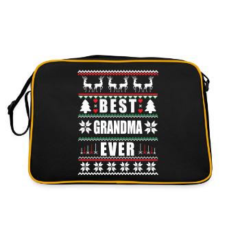 Funny Ugly Christmas Best Grandma Ever - Retro Tasche - Schwarz/Gold - Hinten