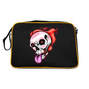 Crâne enflammé Tounge Out Halloween - Sac Retro - noir/or - Dos