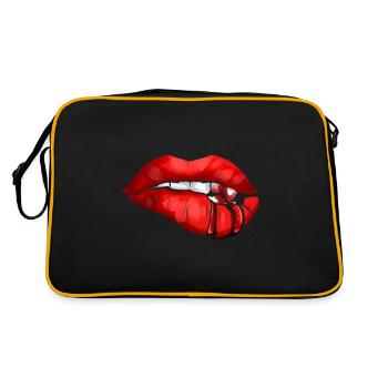 Lèvres sanglantes avec les crocs d’un vampire à Halloween - Sac Retro - noir/or - Dos