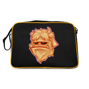 Grumpy Brown Monster With Horns Halloween - Retro Tasche - Schwarz/Gold - Hinten