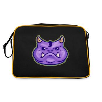 Mignon monstre violet kawaii avec des crocs et des cornes - Sac Retro - noir/or - Dos