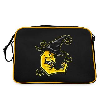 Evil Yellow Moon With Witch Hat Bat Flying On - Retro Bag - black/gold - Back