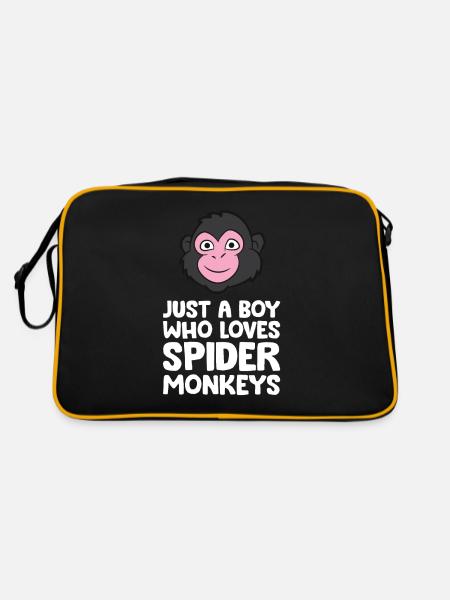 Just a Boy Who Loves Spider Monkeys - Retro Bag - black/gold - Back