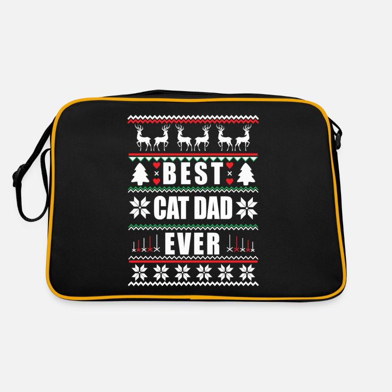 Funny Ugly Christmas Best Cat Dad Ever - Retro Tasche - Schwarz/Gold