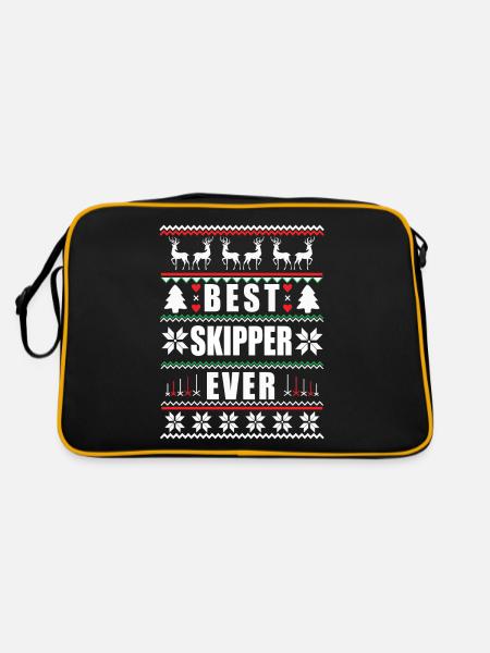 Drôle de Noël moche Meilleur skipper de tous les temps - Sac Retro - noir/or - Dos