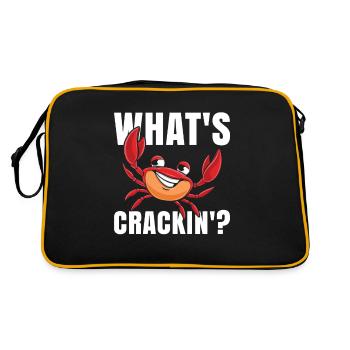 Was Ist Crackin? Für Alle Seafood-fans - Retro Tasche - Schwarz/Gold - Hinten