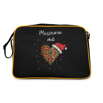 Masseurin mit Herz Weihnachtszeit Weihnachtsfeier - Retro Tasche - Schwarz/Gold - Hinten