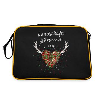Landschaftsgärtnerin Mit Herz Weihnachtfeier X-Mas - Retro Tasche - Schwarz/Gold - Hinten