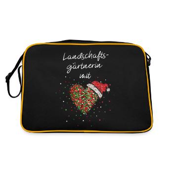 Landschaftsgärtnerin Mit Herz Nikolausmütze X-Mas - Retro Tasche - Schwarz/Gold - Hinten