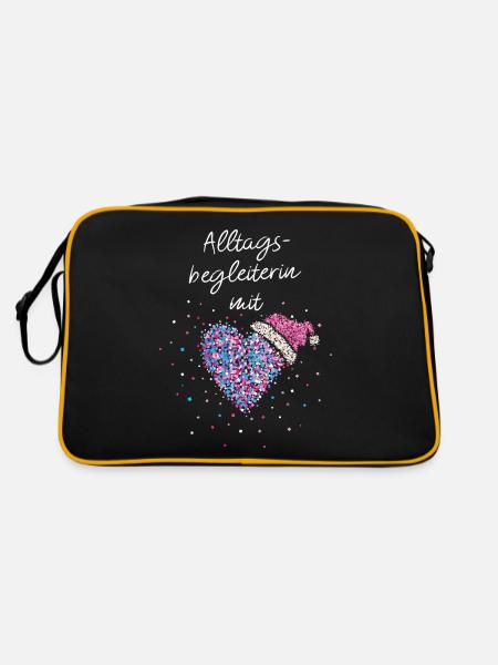 Alltagsbegleiterin mit Herz Weihnachtszeit Advent - Retro Tasche - Schwarz/Gold