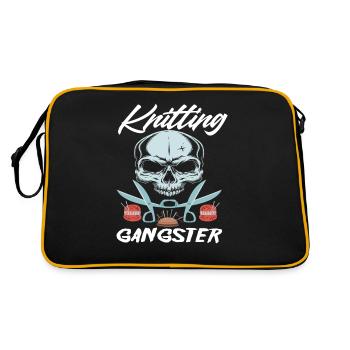 Knitting Wool Needles Hobby Knitter - Retro Bag - black/gold - Back