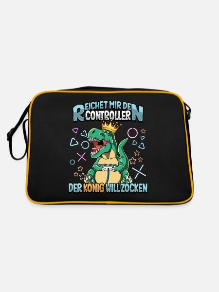 Zocken Reichet mir den Controller Gaming - Retro Tasche - Schwarz/Gold - Hinten