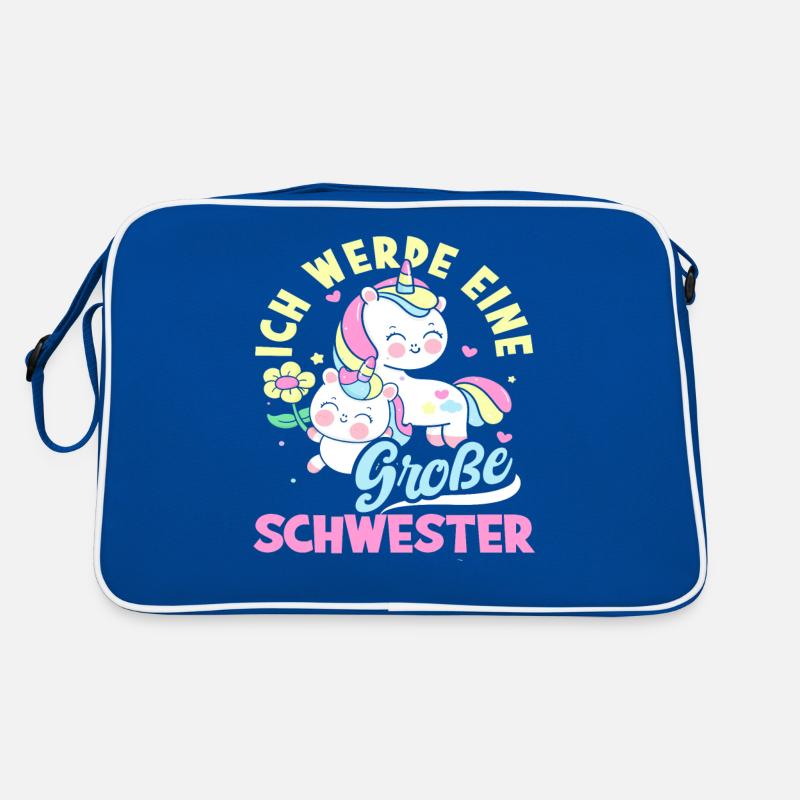 Süßes Ich Werde Große Schwester Einhörner Retro Tasche