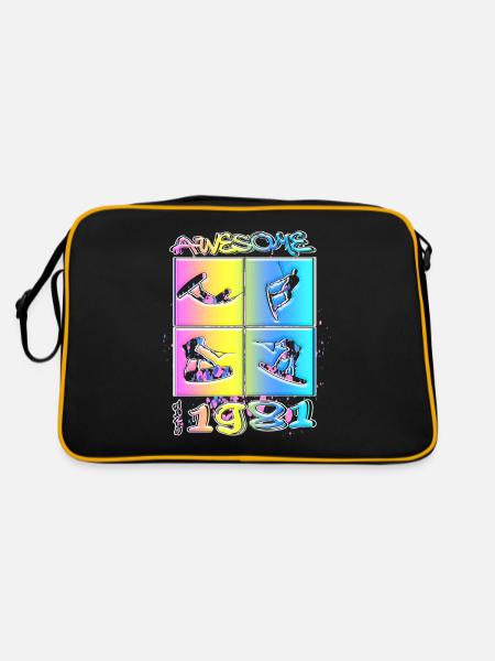 Awesome since 1981. Wakeboard Lifestyle - Retro Tasche - Schwarz/Gold - Hinten