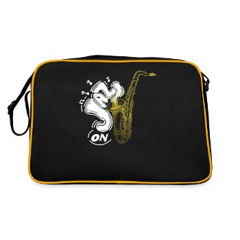Music Retro Blues Play Saxophone-jazz - Retro Bag - black/gold - Back